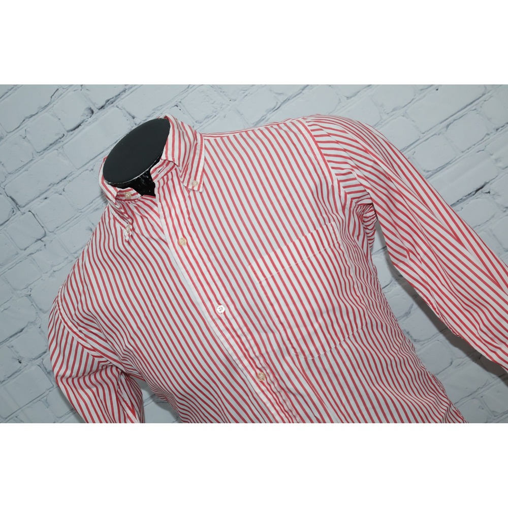 Brooks Brothers Button Down Dress Shirt Men Medium 15 Red White Striped Cotton